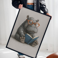 Baby Hippo Reading with Glasses