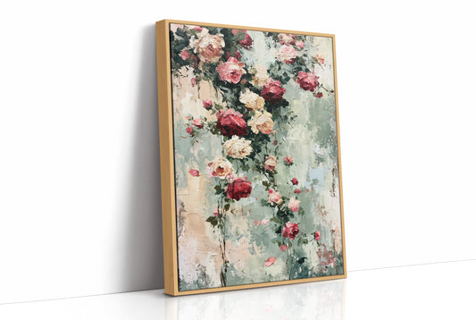 Climbing Roses on Plaster — Impasto Floral Painting