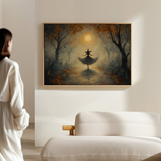 Moonlit Dance Through Autumn's Path