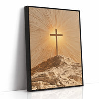 Radiant Cross on Rocky Hilltop