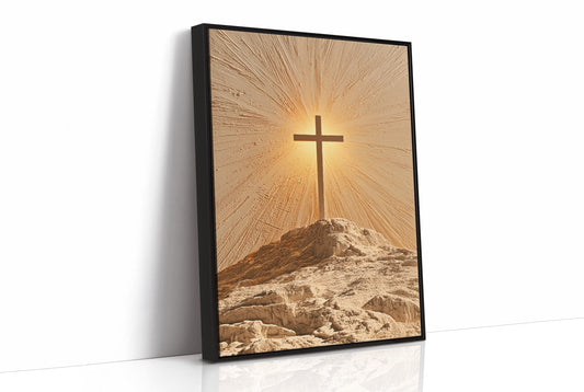 Radiant Cross on Rocky Hilltop