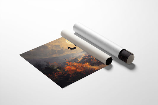 Witches Soar Over Burning Village