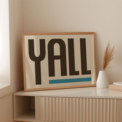 Y’all Typography Print with Teal Underline
