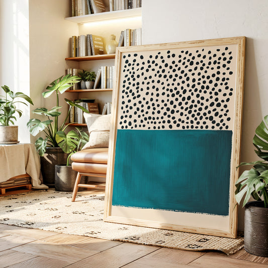 Teal Block and Ink Dots
