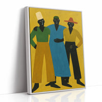 Three Figures Stand In Golden Light