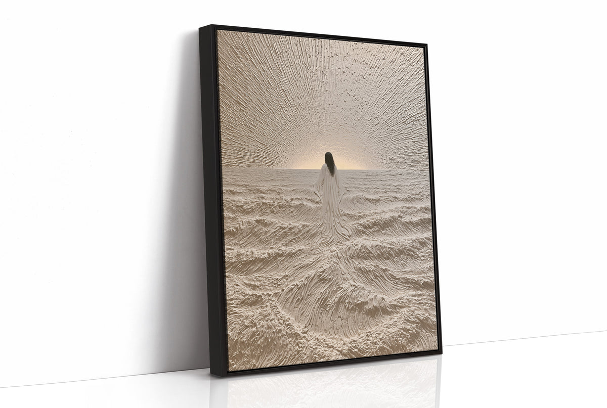 Robed Figure Facing Ocean Horizon