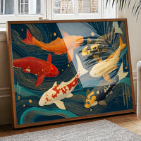 Koi Dance Through Starlit Waves