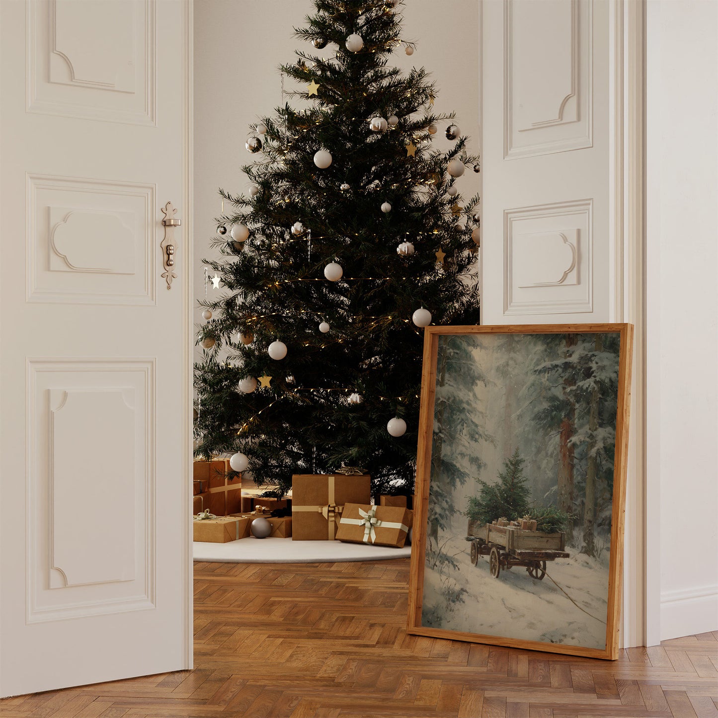 Forgotten Wagon In Winter Woods