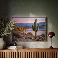 Desert Lake Glows At Dusk