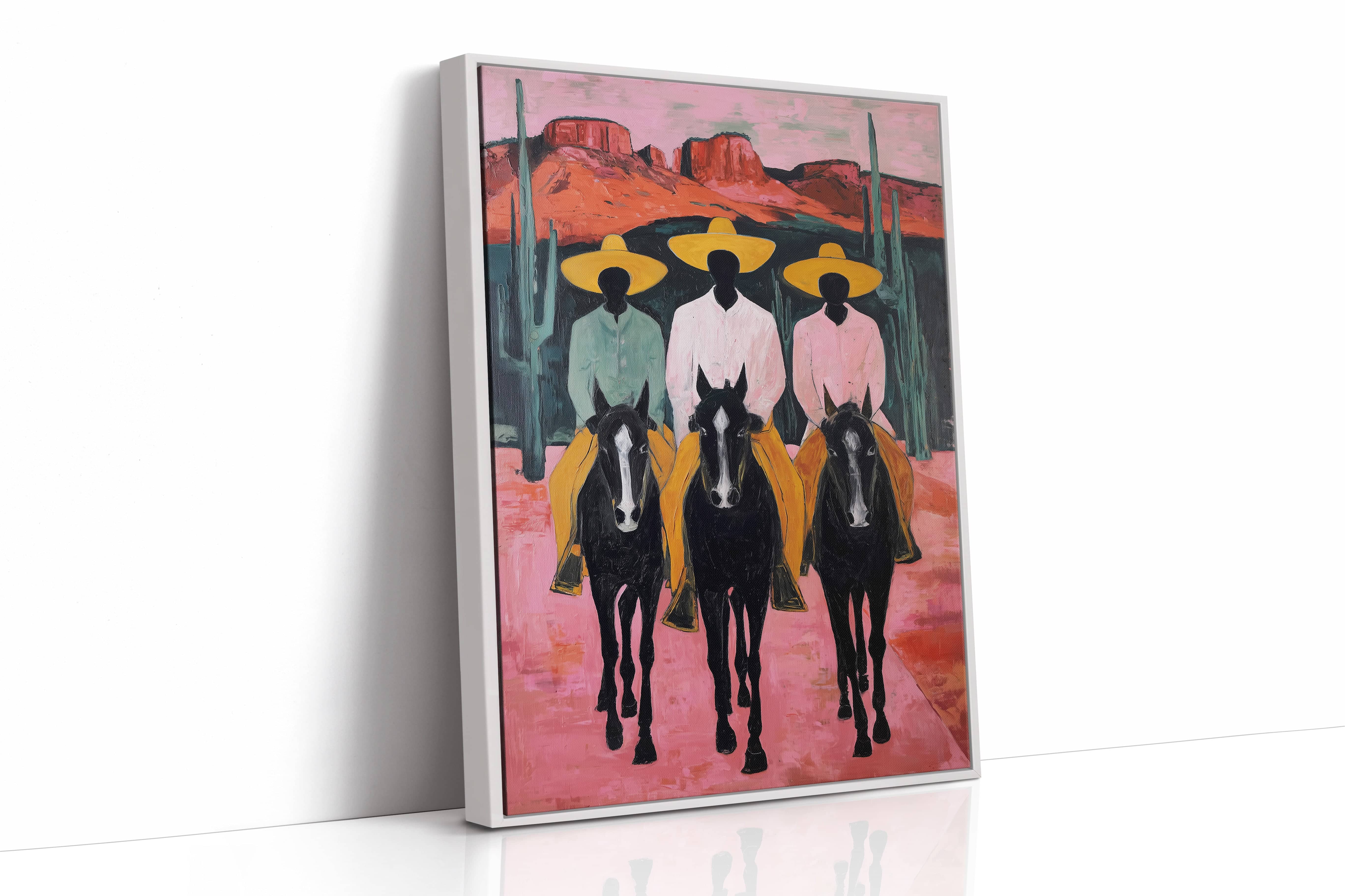 Desert Riders Beneath Crimson Cliffs
