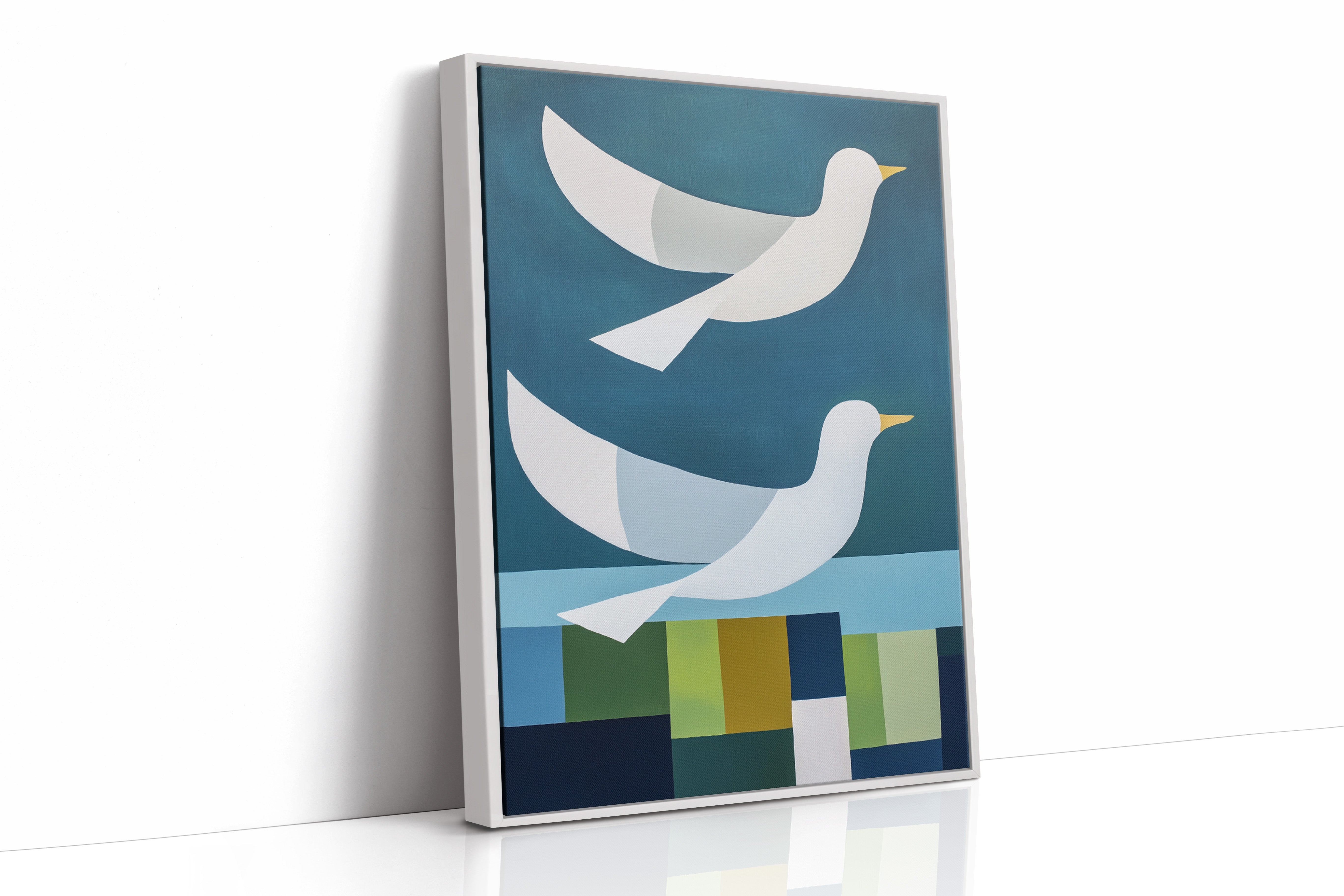 Peace Doves Above Geometric Fields