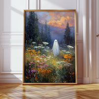 Ghostly Meadow Landscape Canvas - Whimsical Nature Art - Gallery Canvas image 6