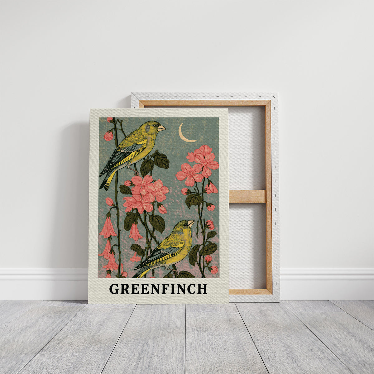 Greenfinches by Moonlit Blooms