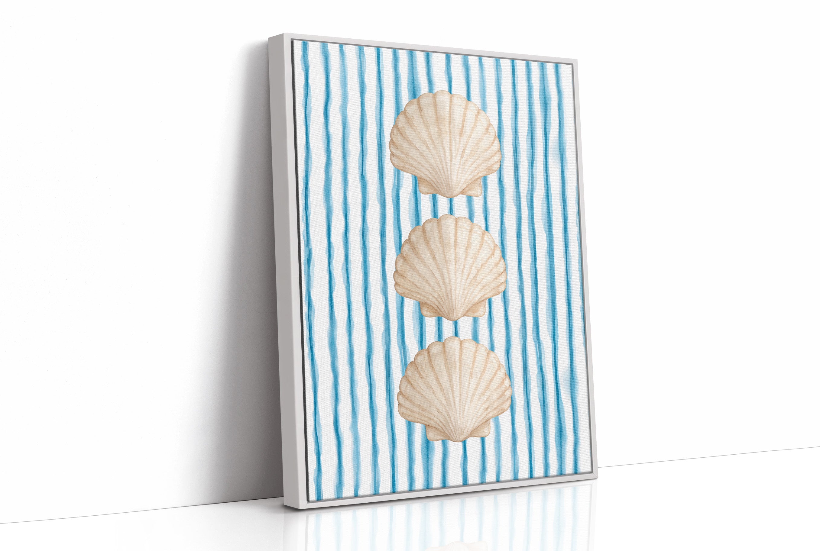 Oceanic Rhythm: Shells Against Azure Streams