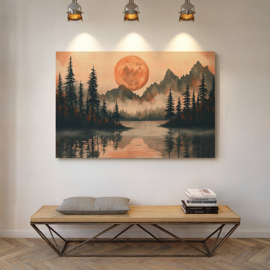 Copper Moon Bathes Mountain Lake