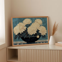Cream Dahlias On Midnight Waters
