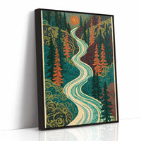 Winding River Retro Forest Print