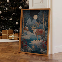 Moonlit Reindeer's Winter Tale Unfolds