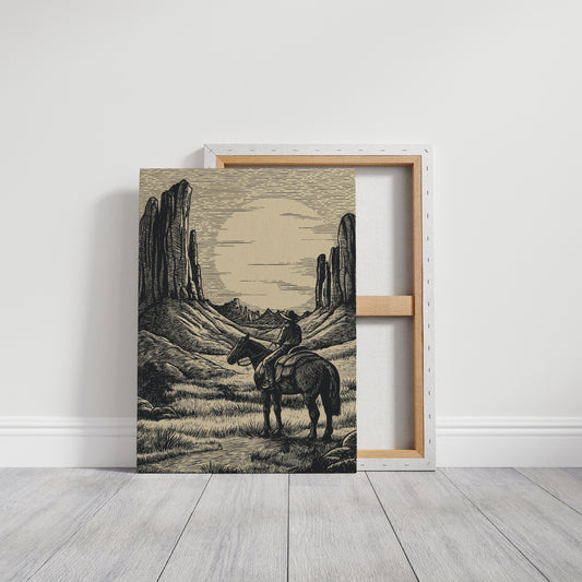 Lone Rider Faces Monument Dawn