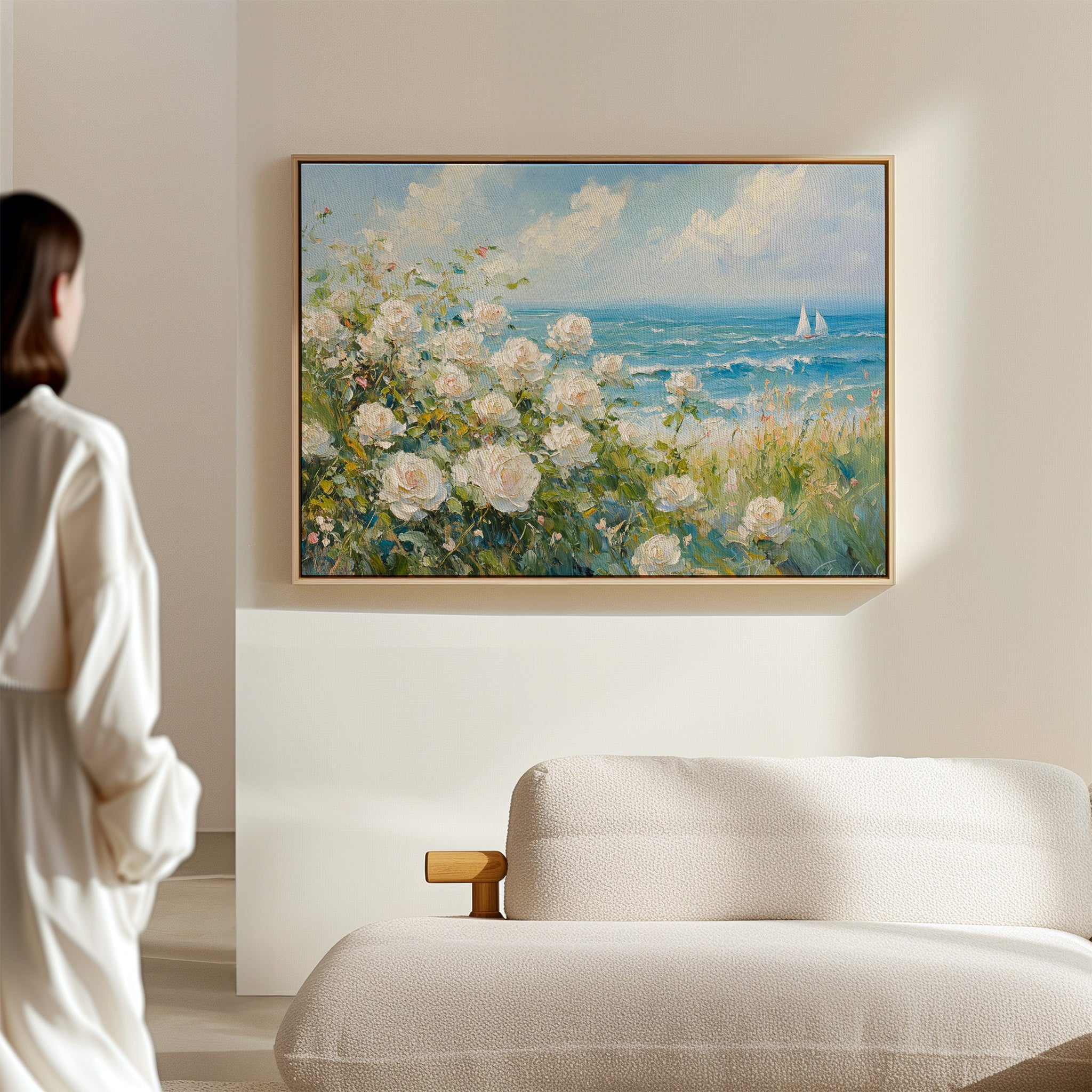 Coastal Roses Watch Sailboats Pass
