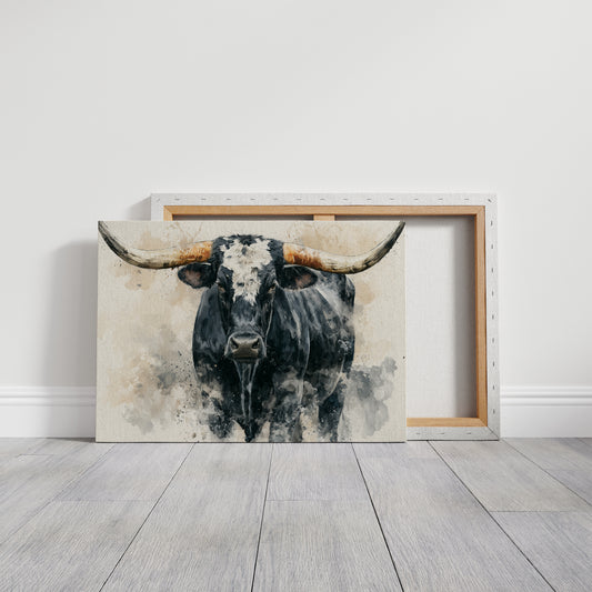 Longhorn Watercolor Portrait
