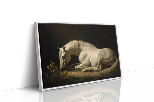 White Steed Among Wildflowers