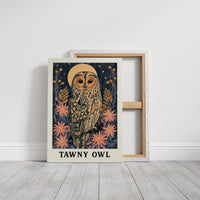 Tawny Owl Beneath a Golden Moon