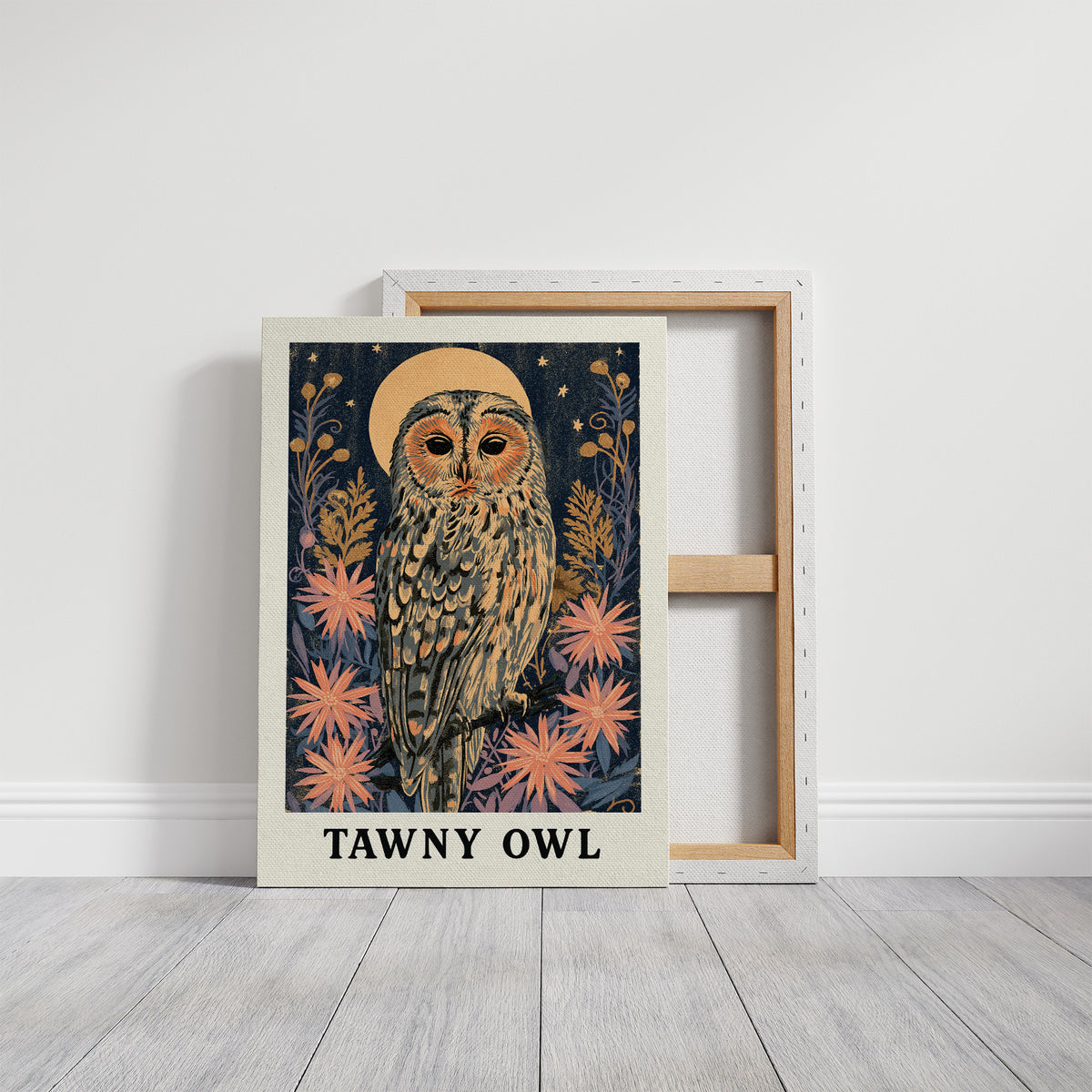 Tawny Owl Beneath a Golden Moon