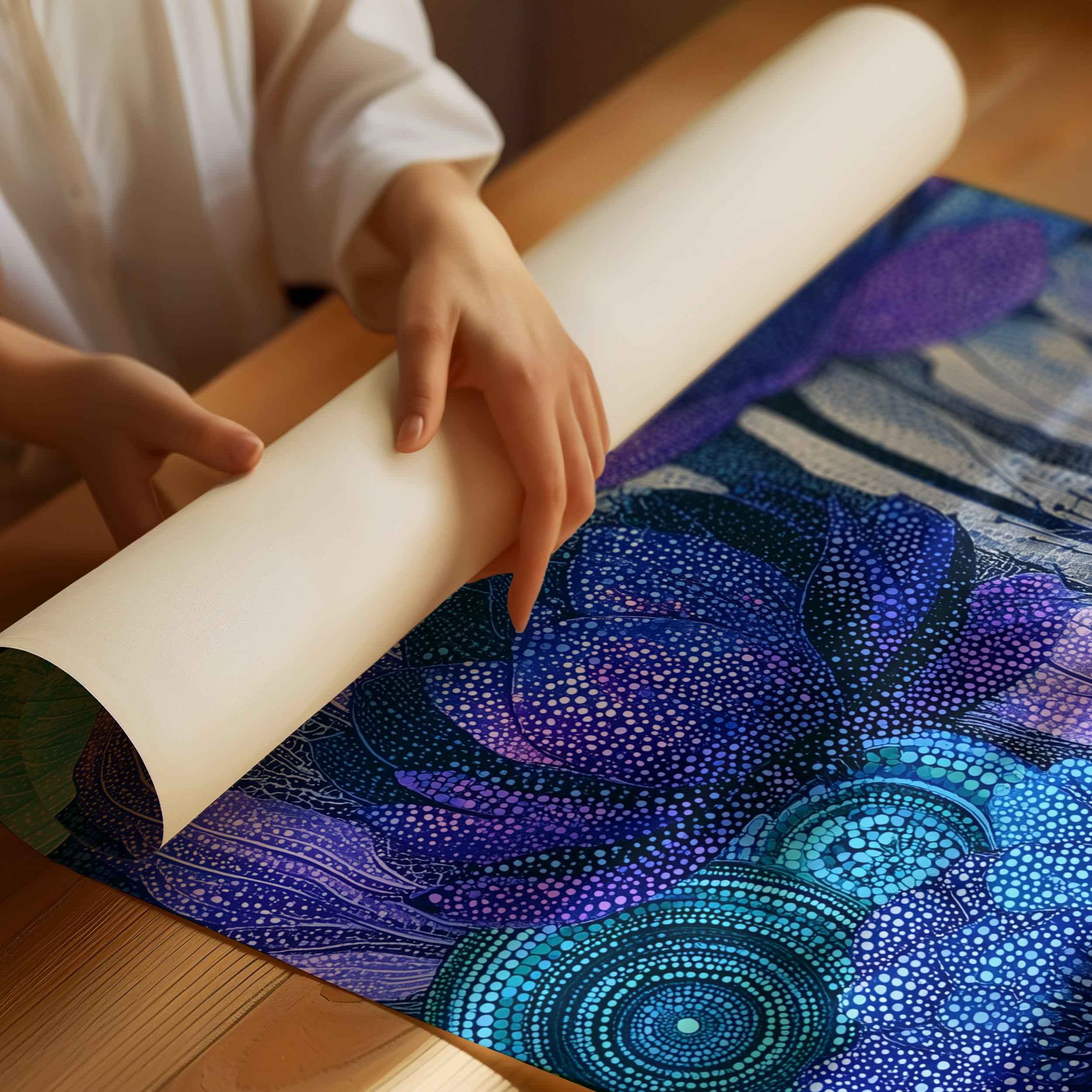 Dotted Lotus Bloom in Midnight Blue