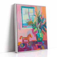 Wooden Horse By Summer Window