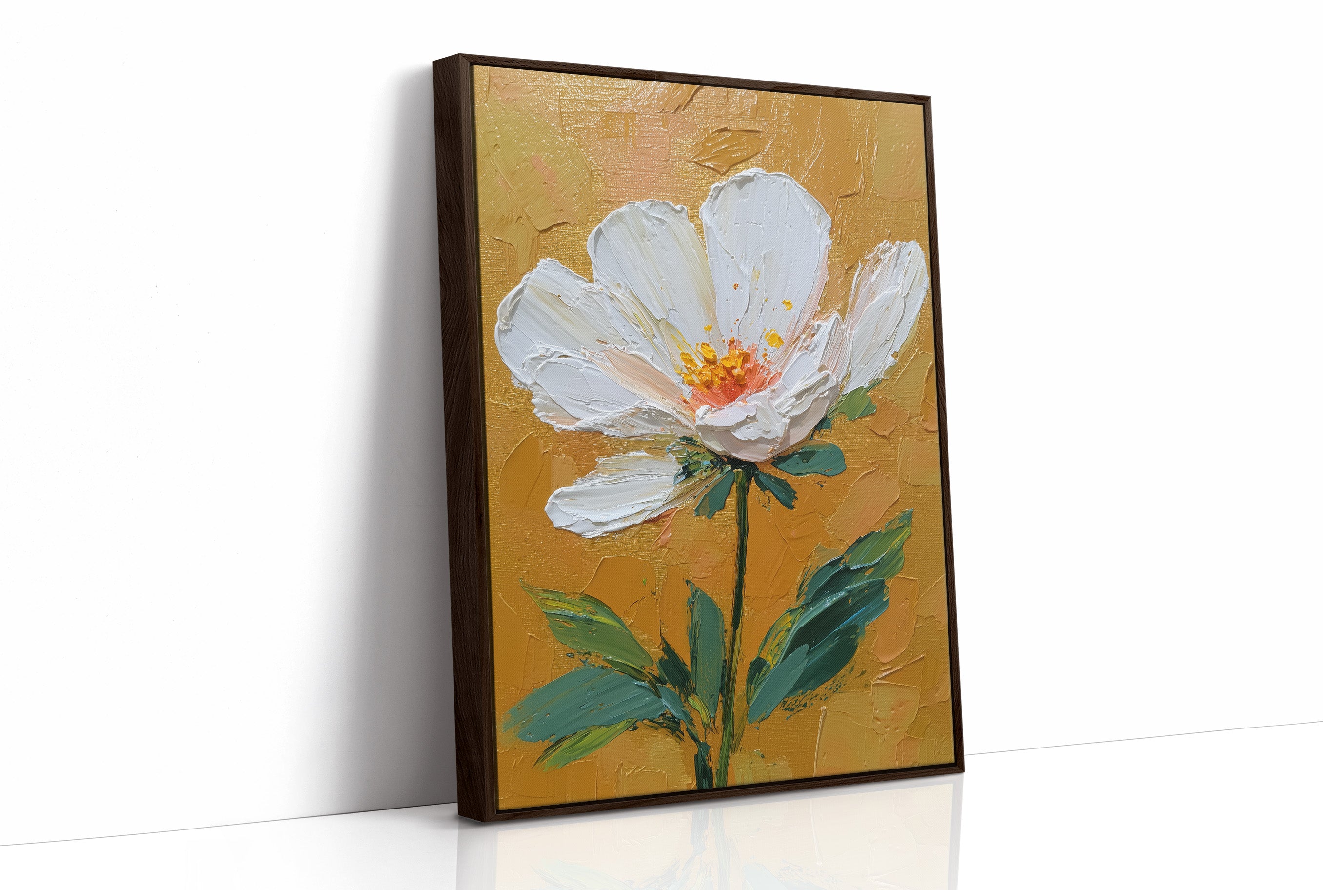 One White Bloom on Gold