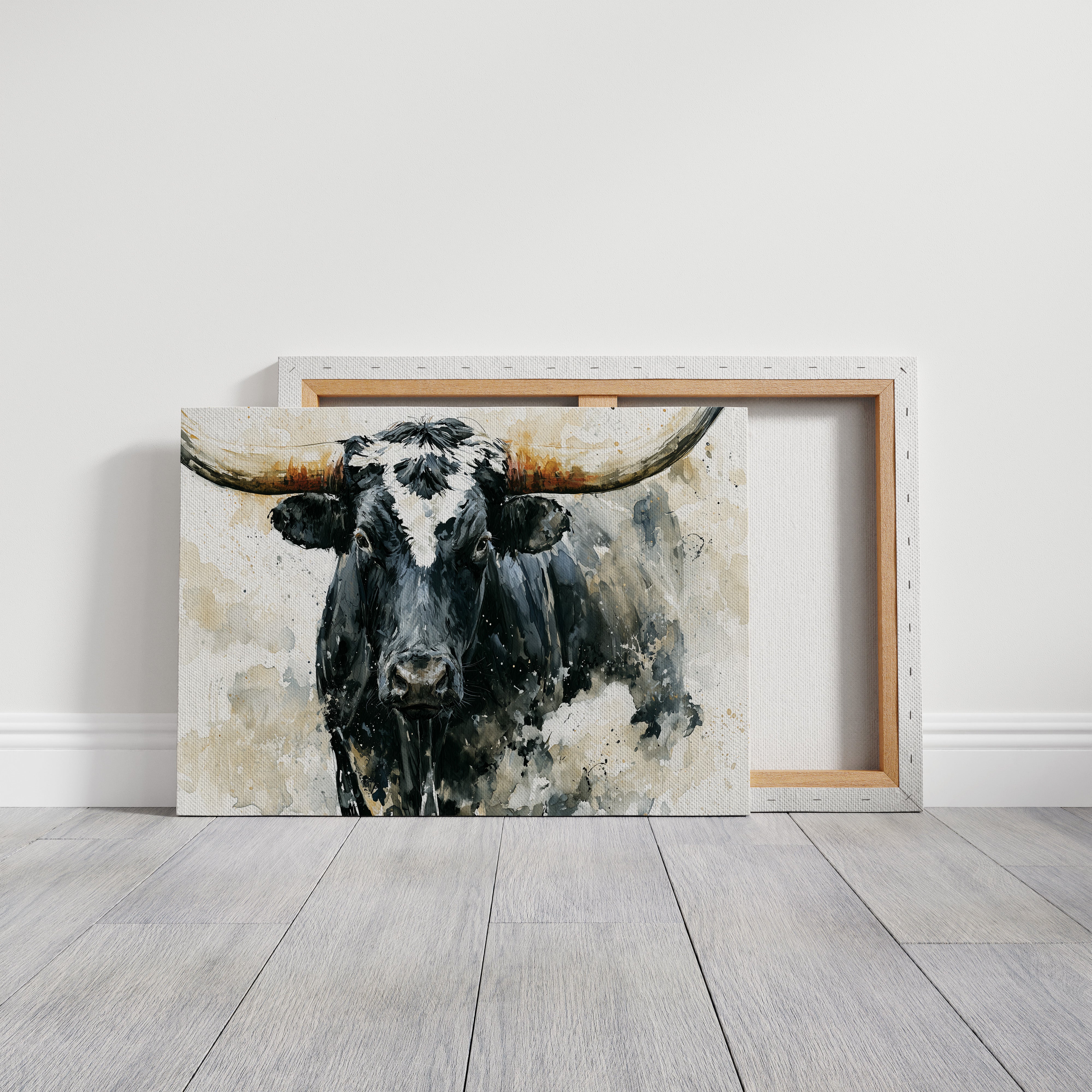 Ink Wash Longhorn Close-Up