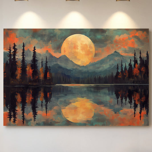Moonlit Lake Mirrors Mountain Dreams