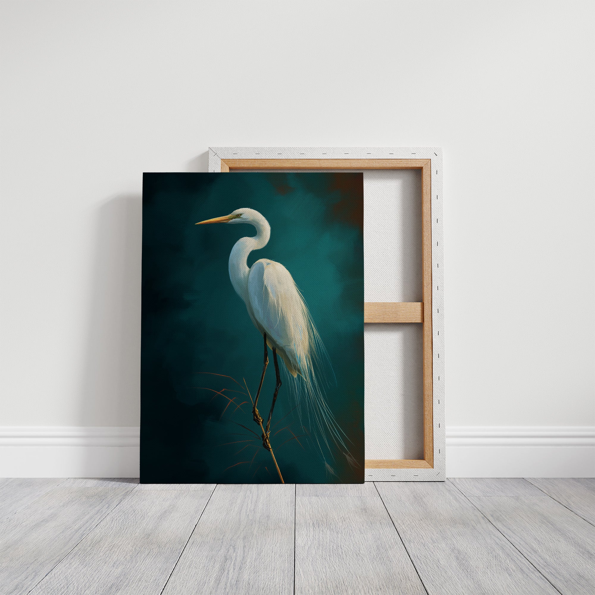 White Feathers Against Emerald Twilight