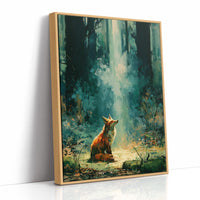 Fox in the Cathedral Light — Emerald Forest Oil Painting