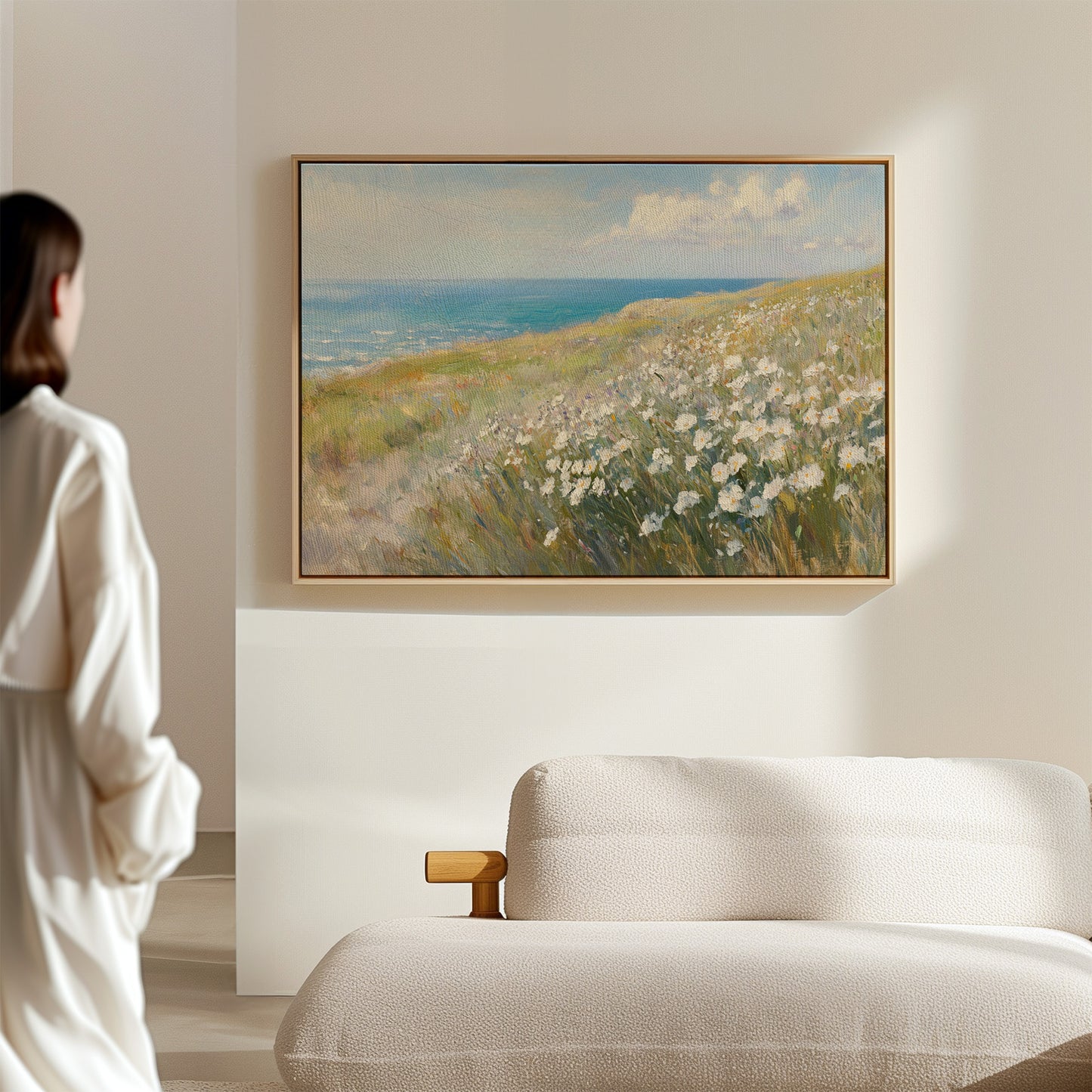 Coastal Daisies Dance Above Azure Waves