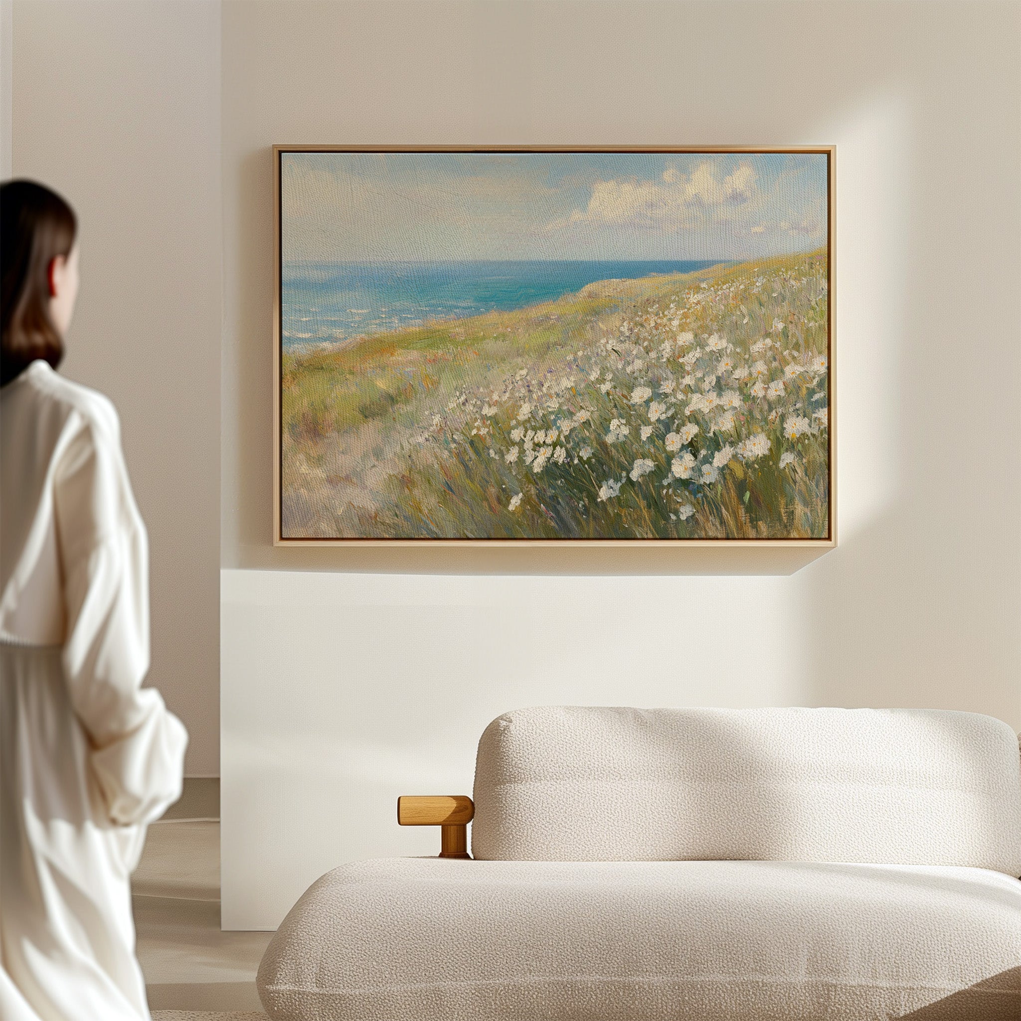 Coastal Daisies Dance Above Azure Waves