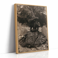 Resting Witch Face, print in a natural wood frame