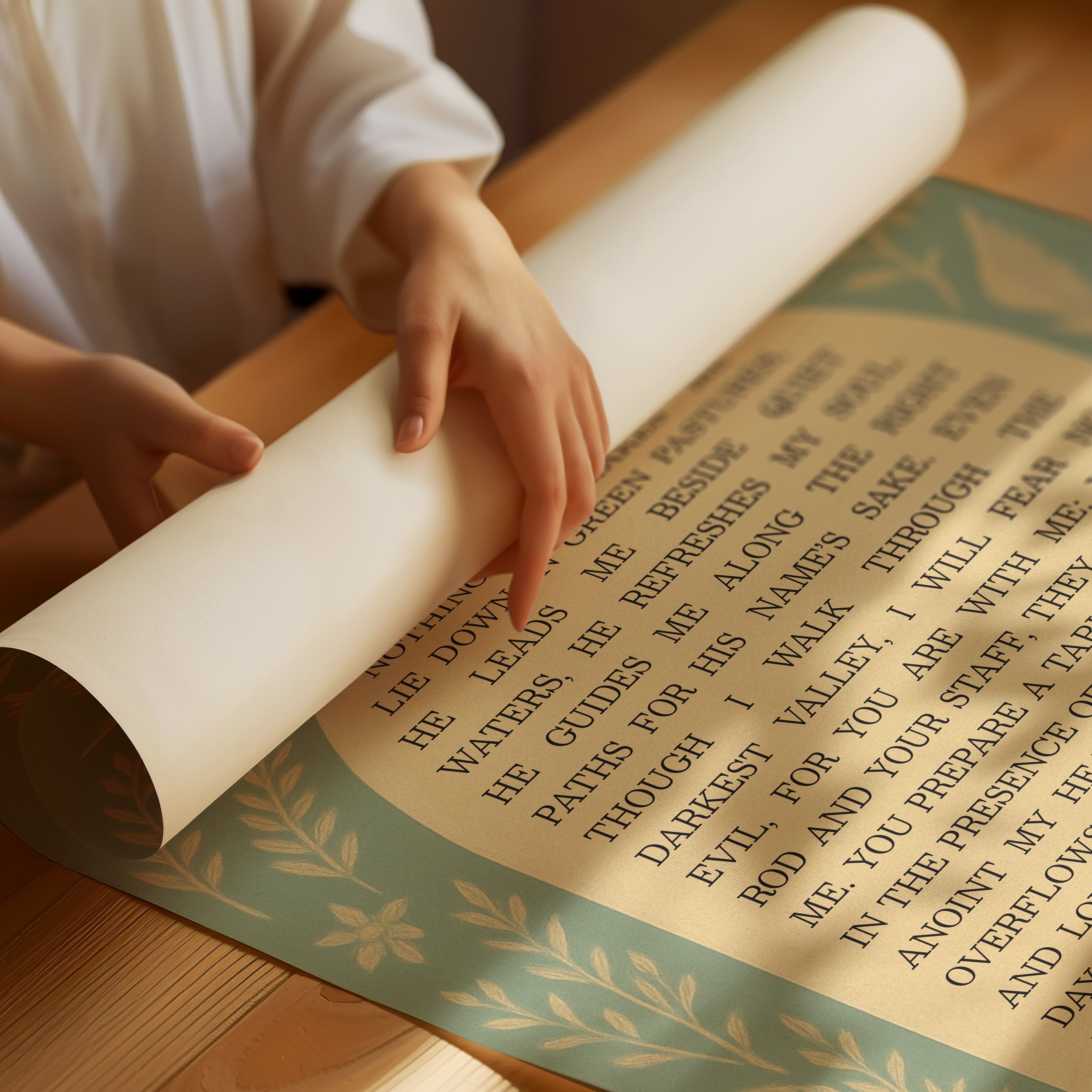 Psalm 23 Scripture with Doves and Florals