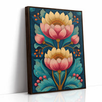 Folk Blooms on Deep Blue
