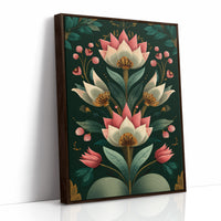 Pink Blooms on Darkened Green
