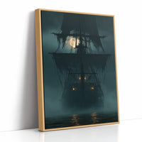 Ghost Ship Arriving Fashionably Late, print in a natural wood frame