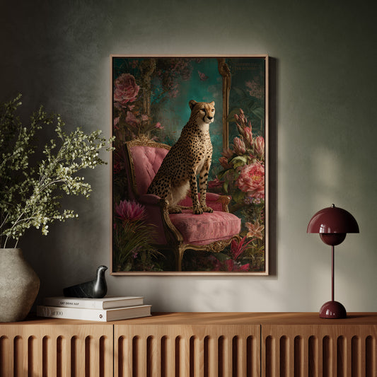 Regal Gaze Amidst Floral Splendor