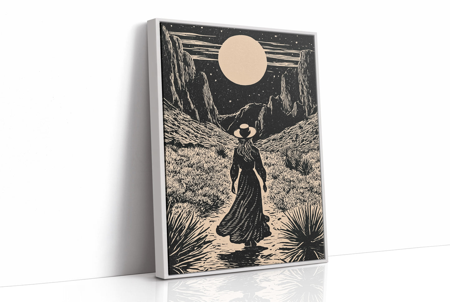 Lone Wanderer Under Desert Moon