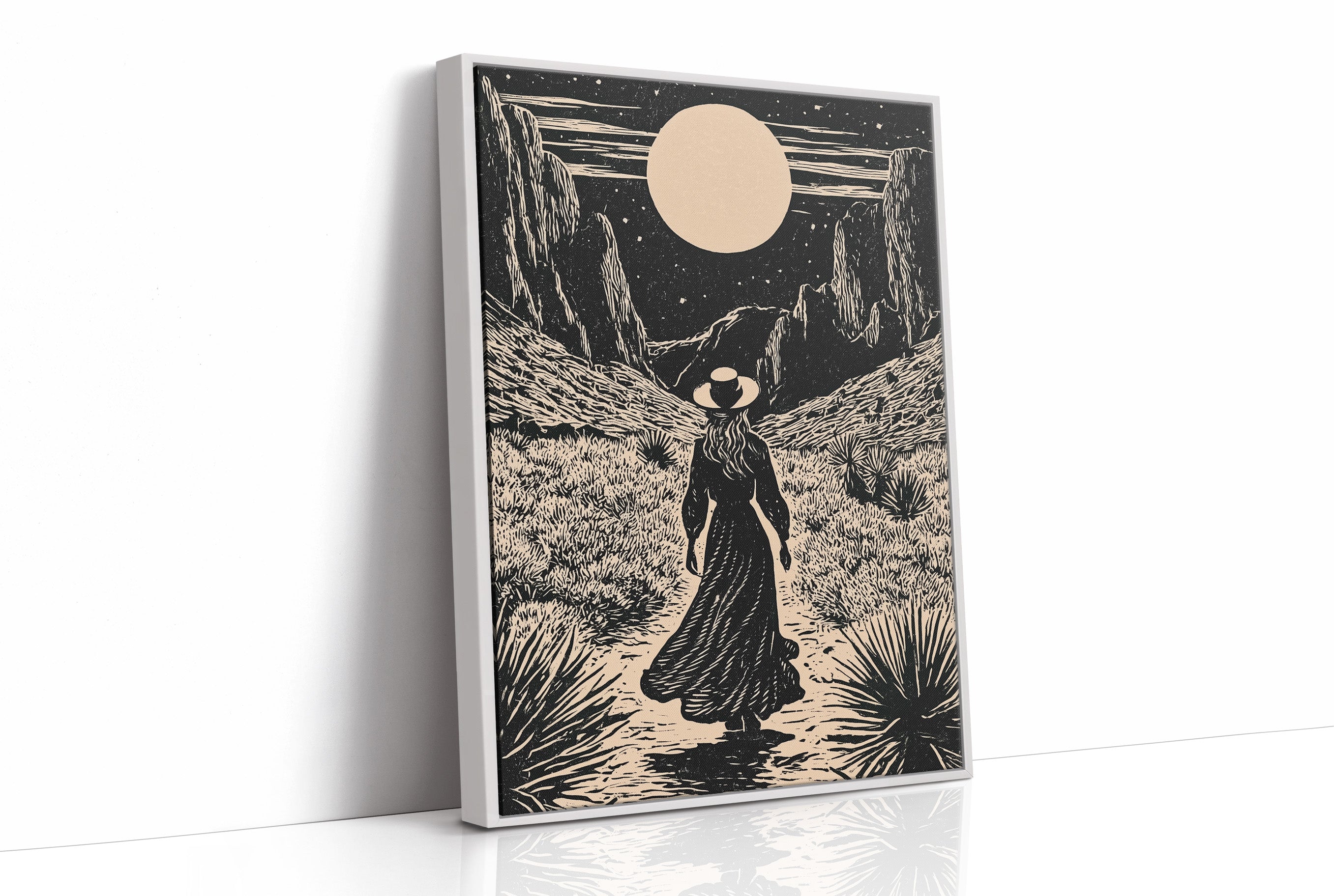 Lone Wanderer Under Desert Moon