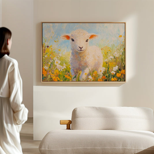 Spring Lamb Among Golden Meadows