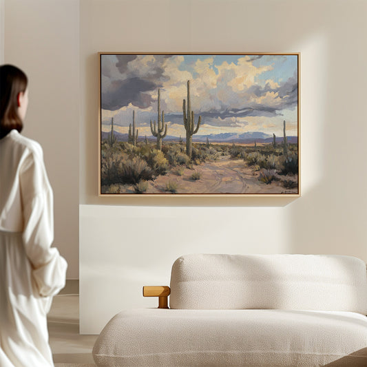 Desert Path Beckons Storm Clouds