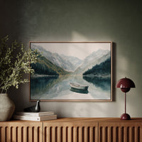 Lone Boat Mirrors Mountain Peace