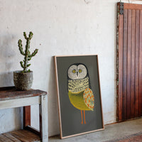 Stylized Owl with Golden Feathers