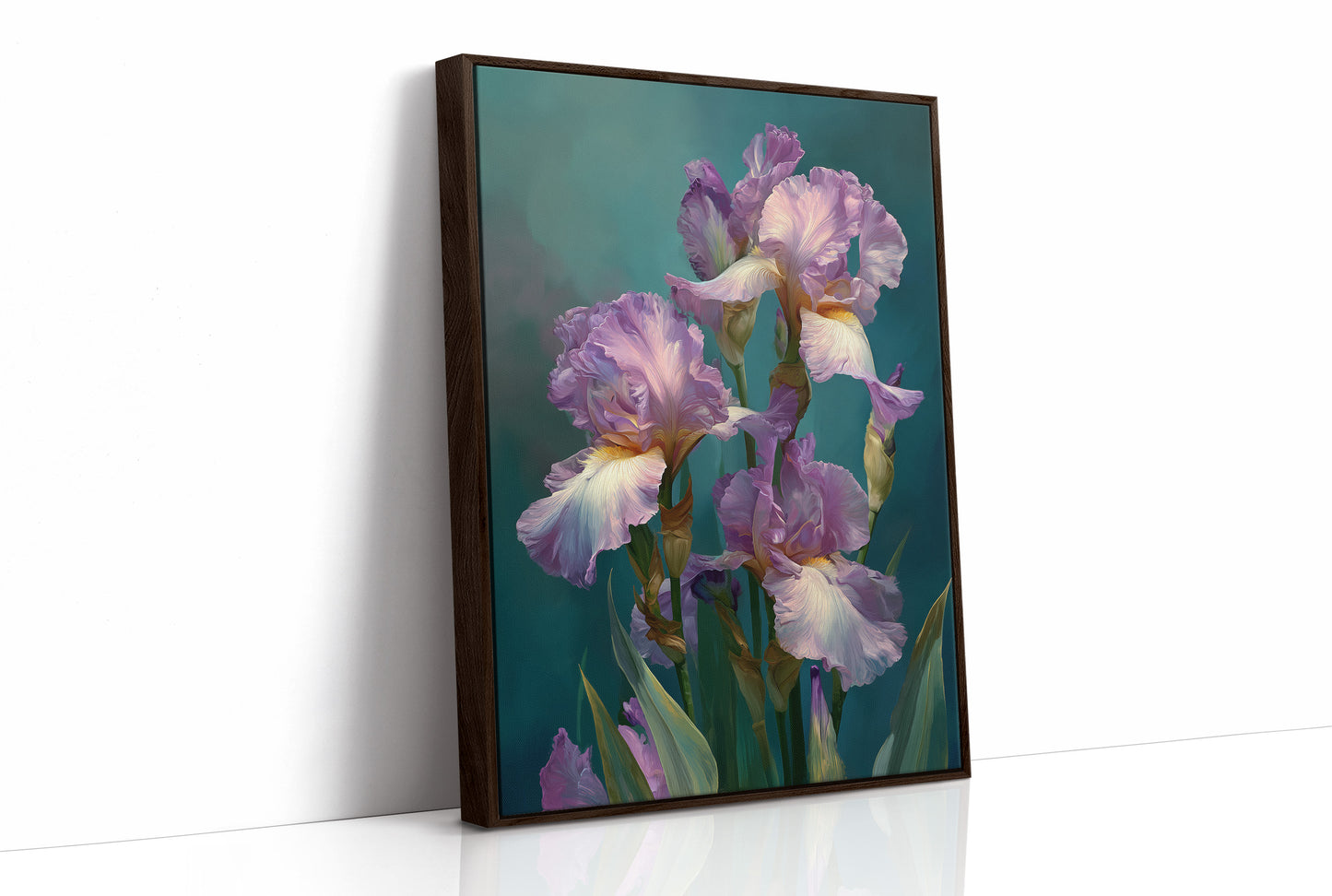 Soft Irises in Teal Light